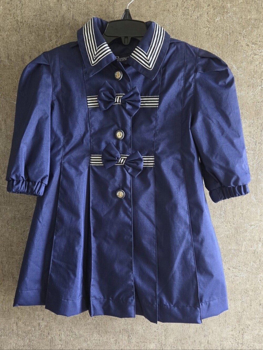 Girls Navy Sailor Coat With Hood